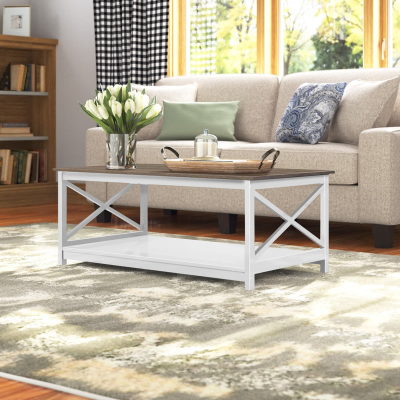 Darek 4 Legs Coffee Table with Storage, Driftwood