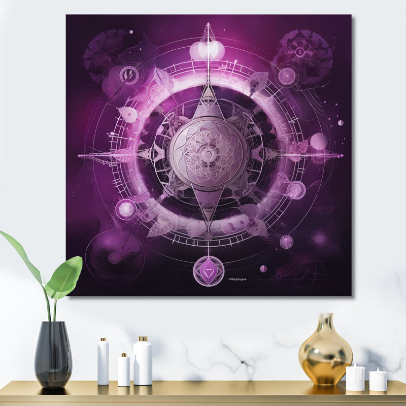 Mystique fuchia sacré Chakra portail I, H 16 po x l 16 po x P 1 po, Toile tendue