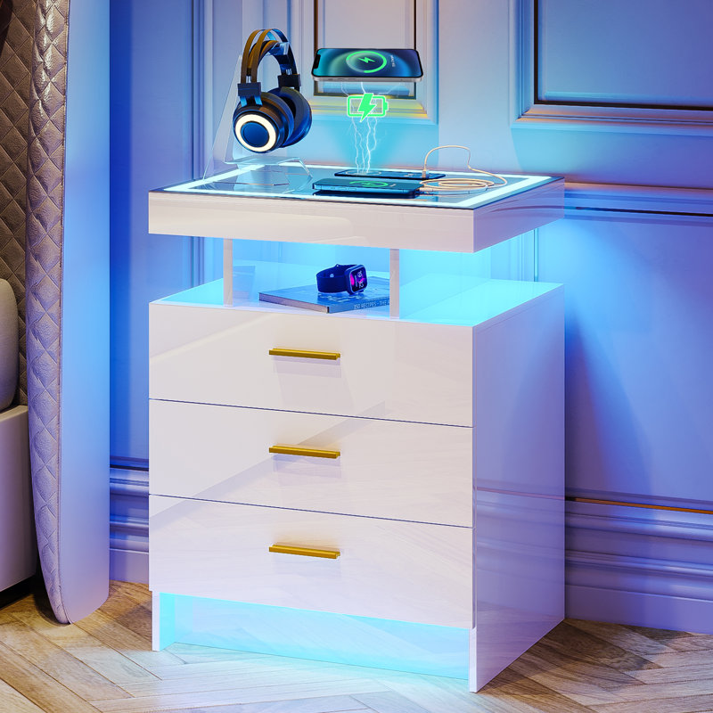 50cm W Bedside Table, White