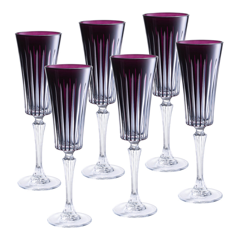 Flûtes à champagne colorées - Ensemble de verres à flûte mauve - 6 à 7 oz - Fabriqué en Europe, Améthyste