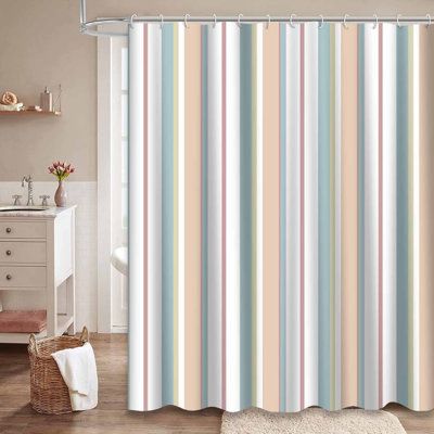 Abstract Geometric Seamless Art Blue Shower Curtain with 12 Hooks