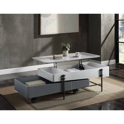 Table basse haute brillance avec plateau relevable