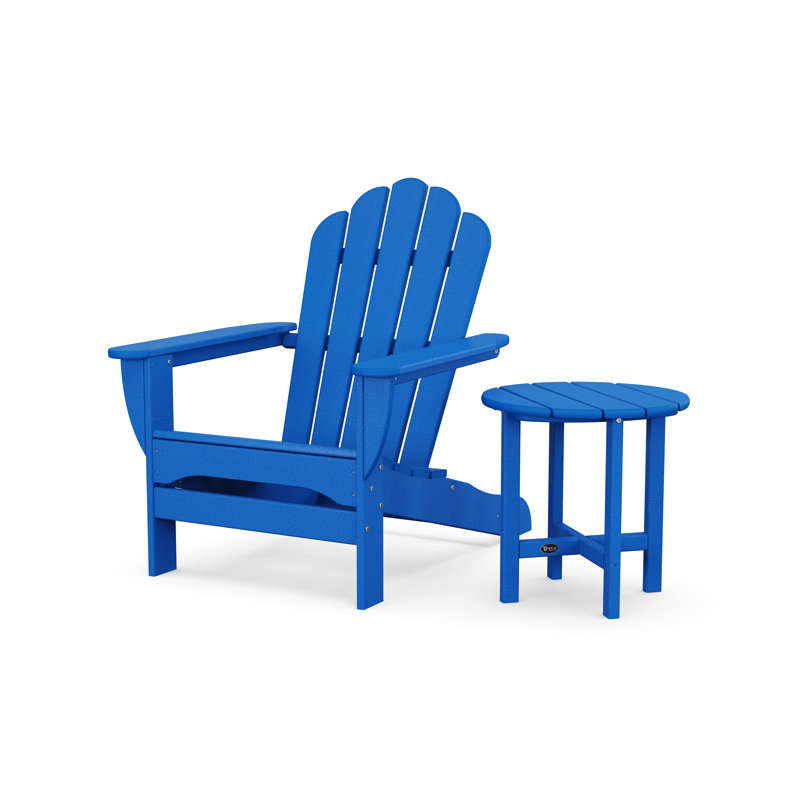 Monterey Bay Oversized Adirondack Chair with Side Table, Pacific Blue