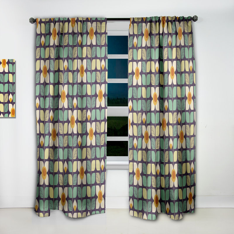 Watercolor Painting of Chrystals, Feathers and Roses - Floral Velvet Blackout Curtain Single Panel, 52" W x 63" L