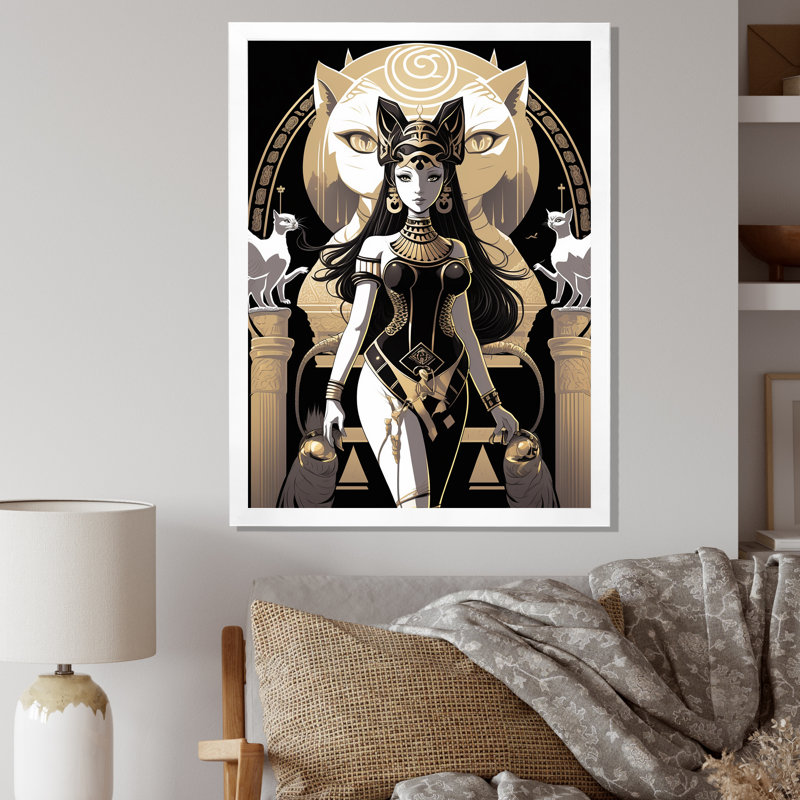 Glamour Goddes - Illustration rétro de chats blancs, Cadre simple blanc, H 20 po x l 12 po x P 1 po