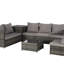 Ensemble de mobilier de patio 6 pièces, ensemble modulaire extérieur en forme de L tissé, ensemble de conversation en osier avec table d'angle et plateau en verre (canapé de patio)-2125157892