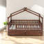 Spacieux lit simple en bois, finition noyer avec tiroirs de rangement