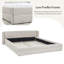 Queen Size Chenille Upholstered Low Bed Frame,   Platform Bed With Wingback Headboard-458068668-446614097