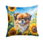 Coussin décoratif épagneul tibétain en tournesols-99812828