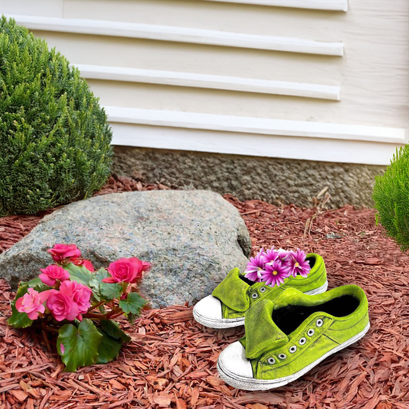 Jardinière 11 "en ciment lime, 2 assortis, Vert