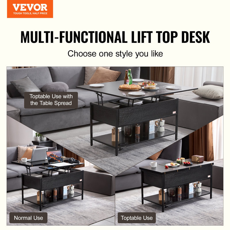 Table basse Lift Top, Noir