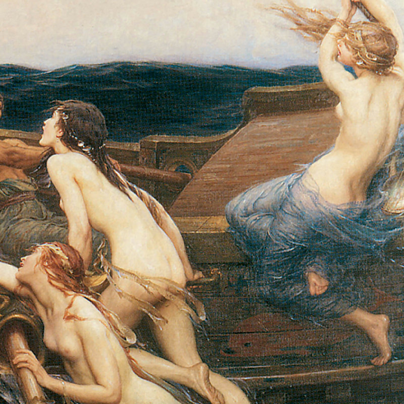 «Ulysses and the Sirens, 1909» par Herbert James Draper, reproduction d'art encadrée, H 30,25 po x l 35,25 po x P 1,875 po