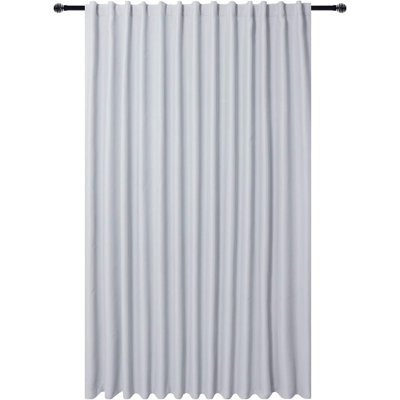 Greyish White Blackout Patio Sliding Door Curtain – Extra Wide Thermal Room Divider Panel with Rod Pocket & Back Tab