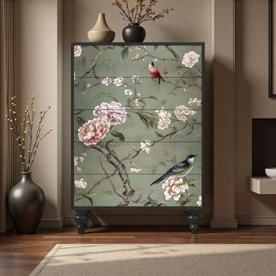 Armoire 5 tiroirs Vintage Floral