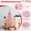 Arbre de Noël artificiel rose avec support en métal pliable-1271434901