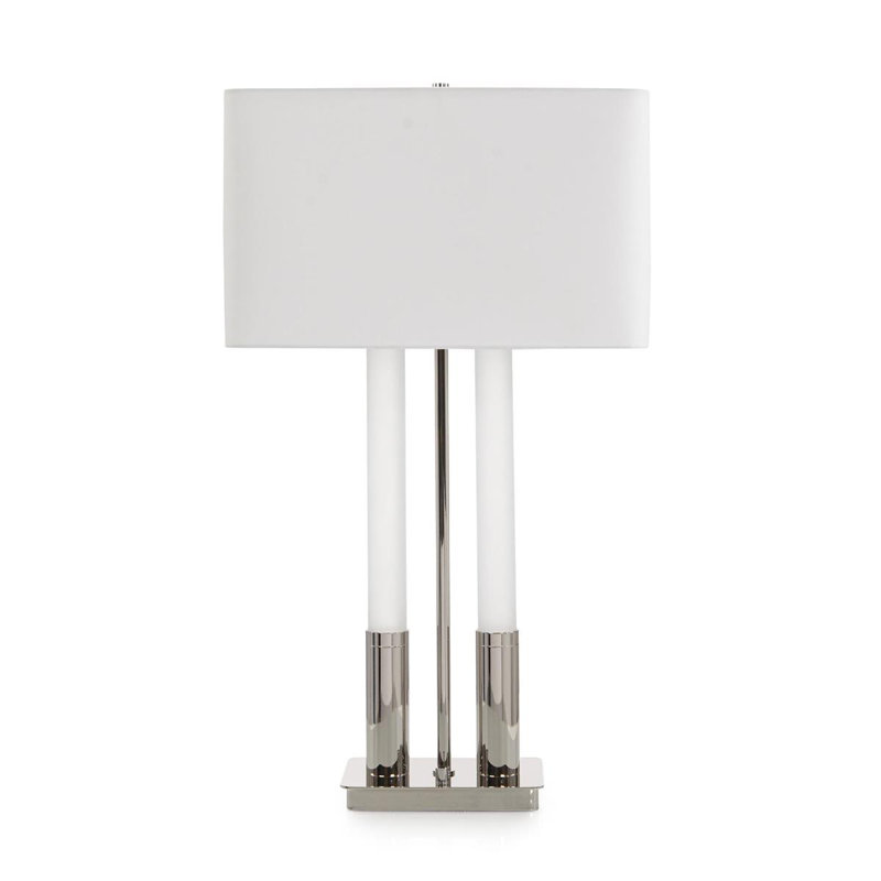Lampe de table Gemini, nickel, Nickel poli