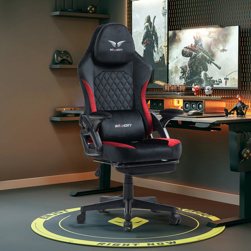 Metro Lane Adjustable Swiveling PC & Racing Game Chair, Black Red