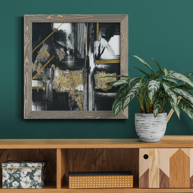 Encre sur papier - Reproduction d'art sur toile encadrée, H 17 po x l 17 po x P 1,5 po, Toile avec cadre gris patiné
