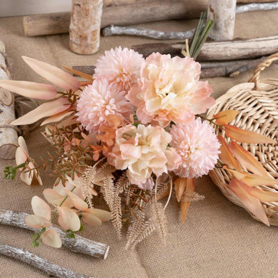 Fleurs artificielles artificielles, arrangements floraux en soie, bouquets de mariage, décorations, centres de table floraux en plastique pour la maison, décoration de fête de jardin (rose clair)