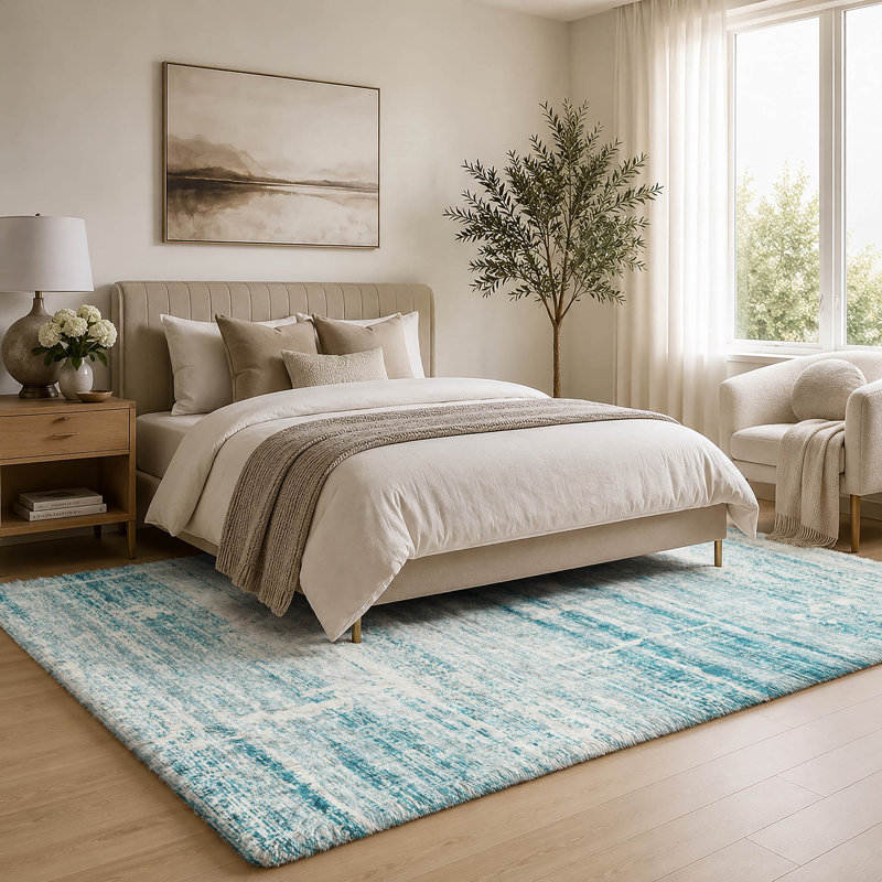 Tapis moderne Dream Shag ADS747, lavable à la machine de qualité supérieure, Teal, 9' x 12'