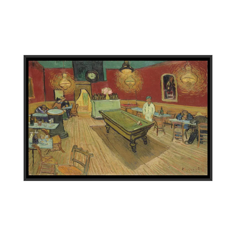 The Night Café, 1888 par - reproduction d'art sur papier, H 18 po x l 26 po, Toile avec cadre, Noir