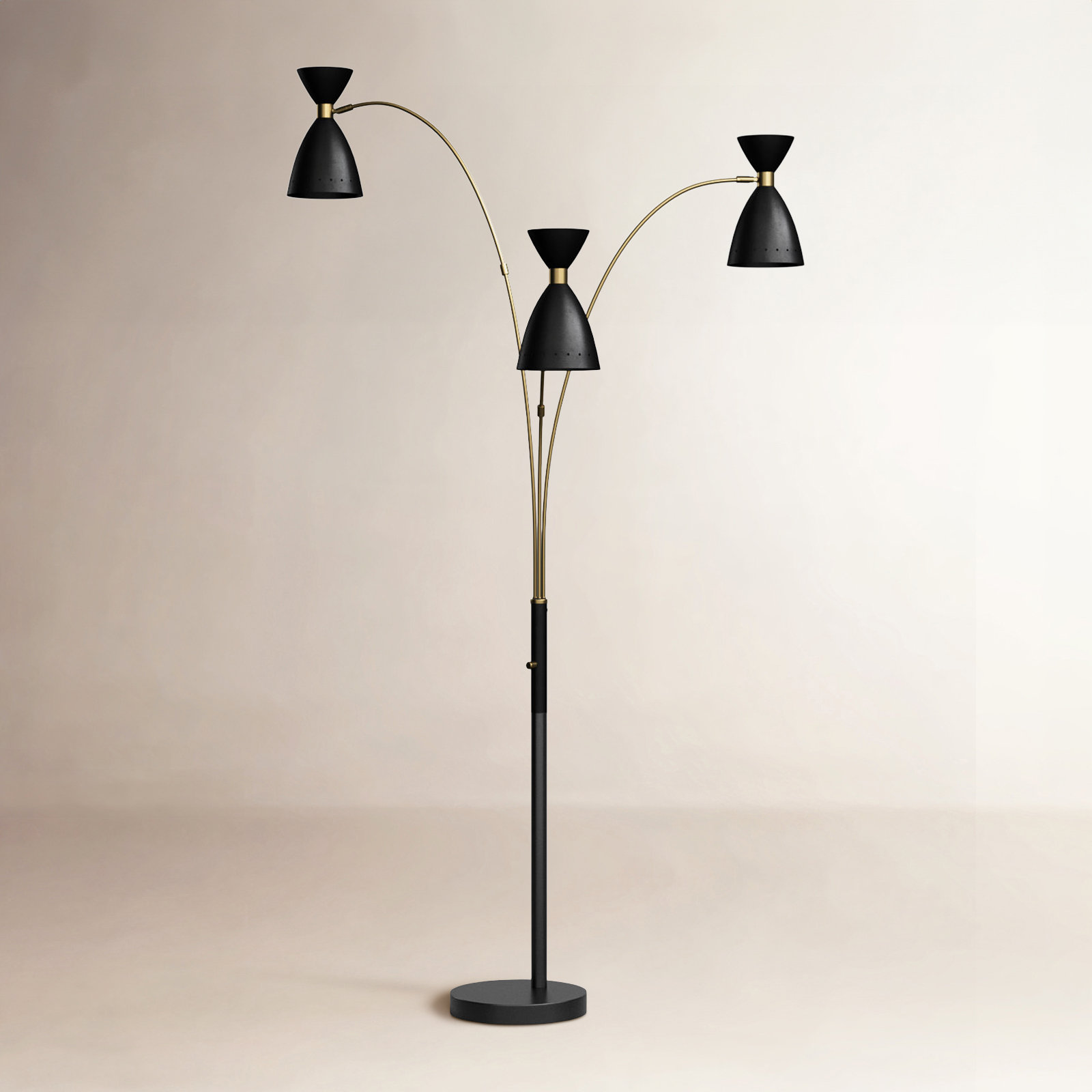 Bimini 82'' Floor Lamp, Black/Brass, Black