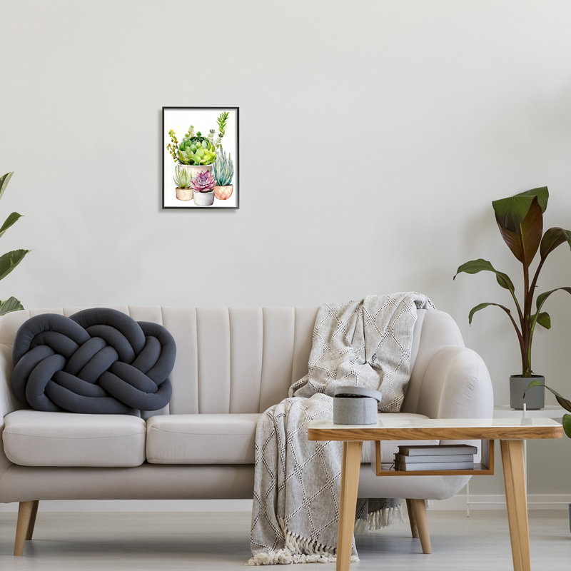 "Varied Succulent Garden Plants" encadré sur bois par Ziwei Li, impression, H 14 po x l 11 po x P 1,5 po