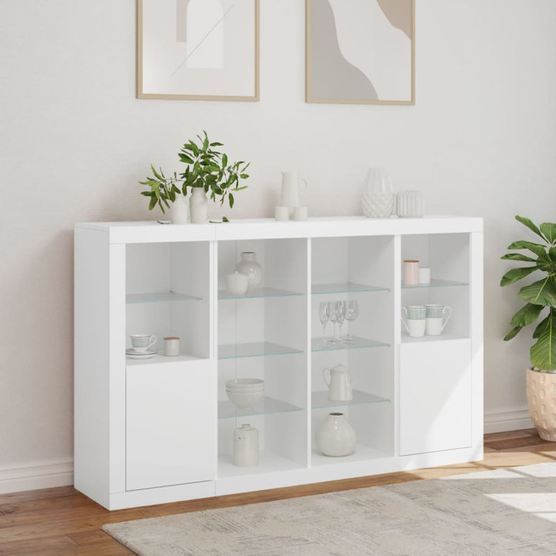 Azyra 163 cm W Glass Sideboard, White