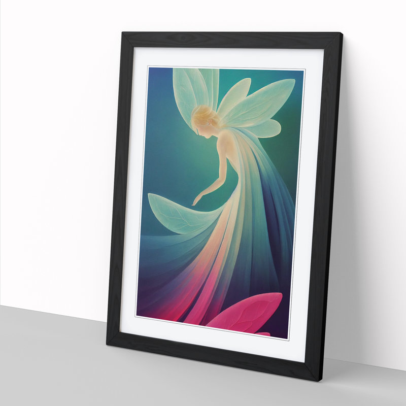 Ansh Fairy Painting Minimalism - Picture Frame Print, Black, 64cm H x 46cm W x 2cm D