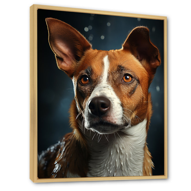 «Dog Basenji Bliss II» sur toile, Cadre naturel flottant, H 32 po x l 16 po x P 1 po