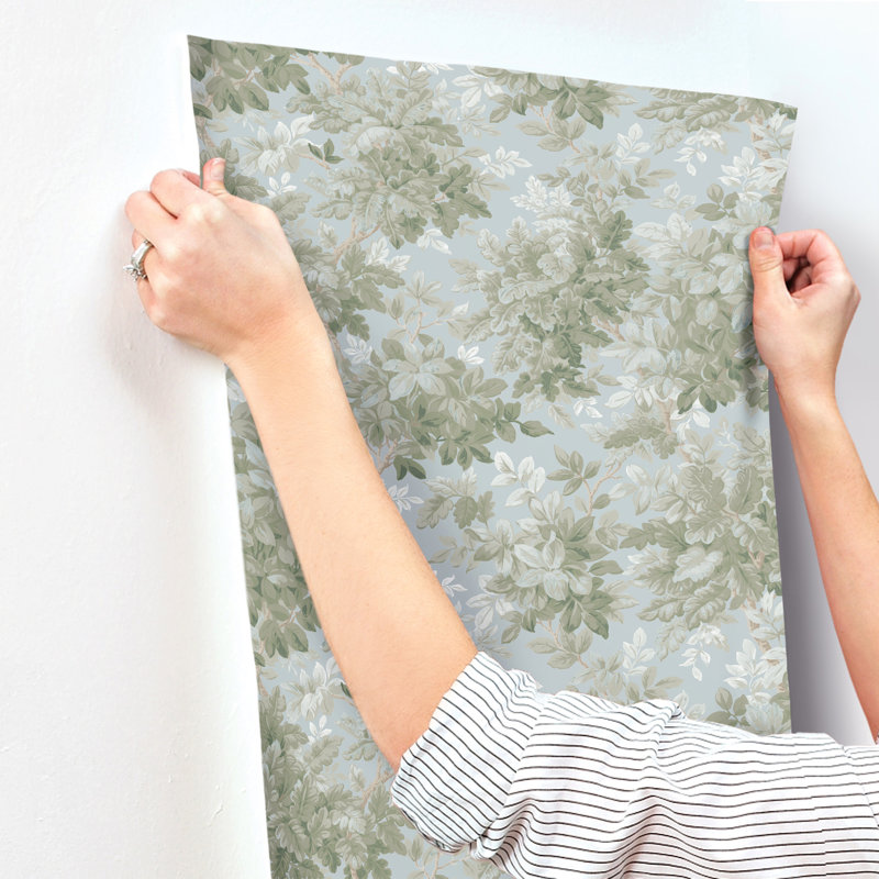 Greenwood Moss Deciduous Wallpaper, Light Blue