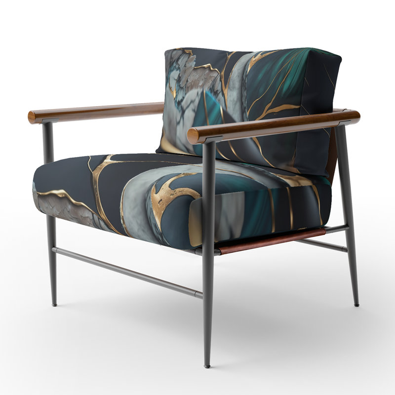 Crossreagh - Fauteuil d'appoint rembourré en marbre, Noir, noir, noir, noir