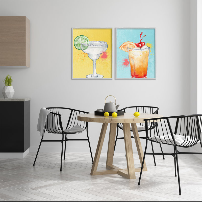 Cocktail with Modern Splash, ensemble de 2 giclées encadrées, design par Kim Allen, H 20 po x l 32 po