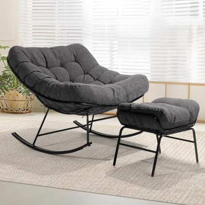Chaise berçante avec repose-pieds Moon