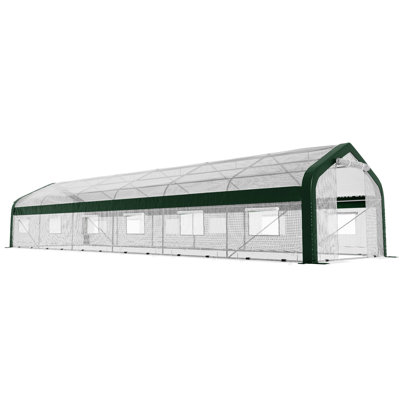 AMERLIFE 38.5x10x7.5 FT Large Walk-In Tunnel Greenhouse for Outdoors with Watering System, White/Green