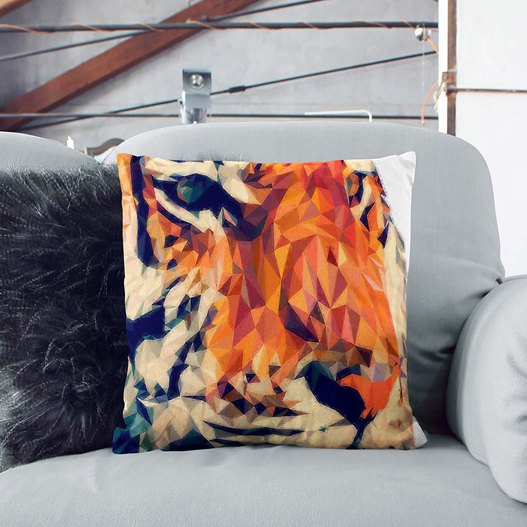 Geometric Tiger in Abstract Cushion with Filling
