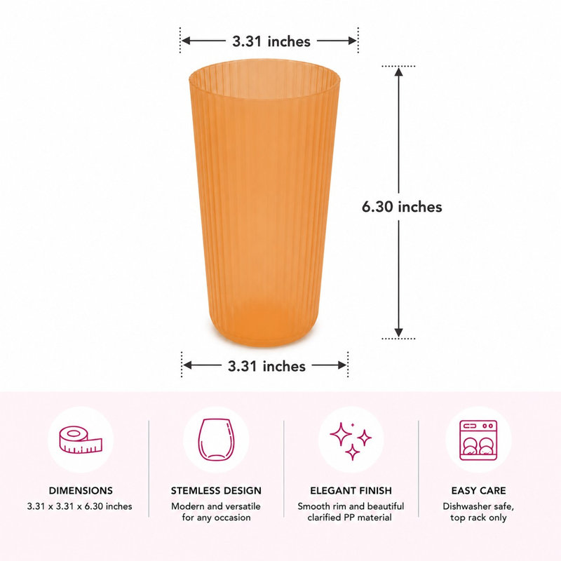 Verre à boire Mesa PP - Betterave - 22 oz - Ensemble de 6, Beet, 22 oz