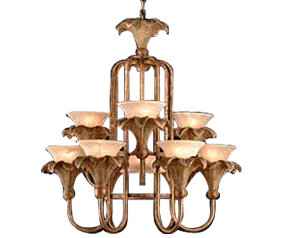 10 - Light Wood Tiered Chandelier