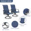 Ensemble de chaises longues pivotantes en métal 2 pièces avec toile bleue-1835646492