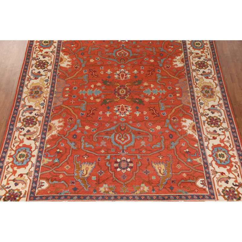 Tapis traditionnel indien en laine orange 10x14