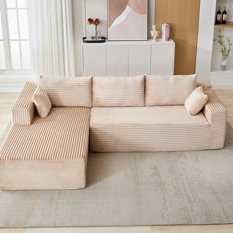 Canapé modulaire à compression avec méridienne confortable, canapé en L à assise profonde, canapé-lit modulaire minimaliste pour le salon et la chambre à coucher