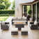 Ensemble de canapé d'extérieur 6 pièces Gymojoy, ensemble de mobilier de patio en osier avec table de foyer, osier en PE toutes saisons