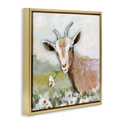 Pastoral Goat & Daisy Floater Canvas Wall Art, design by Susan Winget