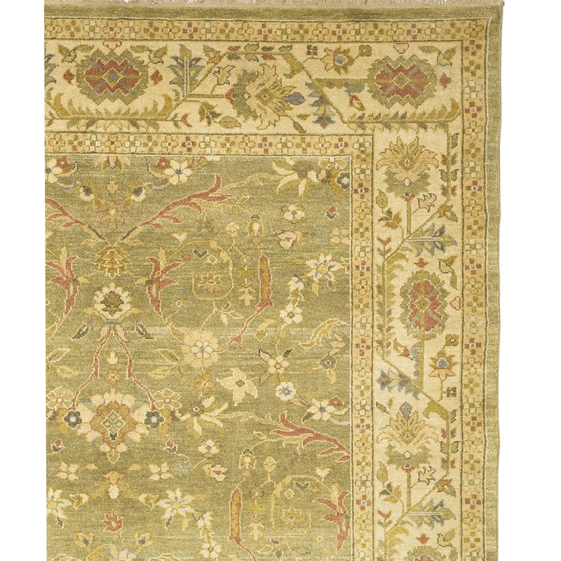 Tapis oriental rectangulaire en laine noué à la main beige / ivoire / rouge, Rectangle 8 pi x 10 pi