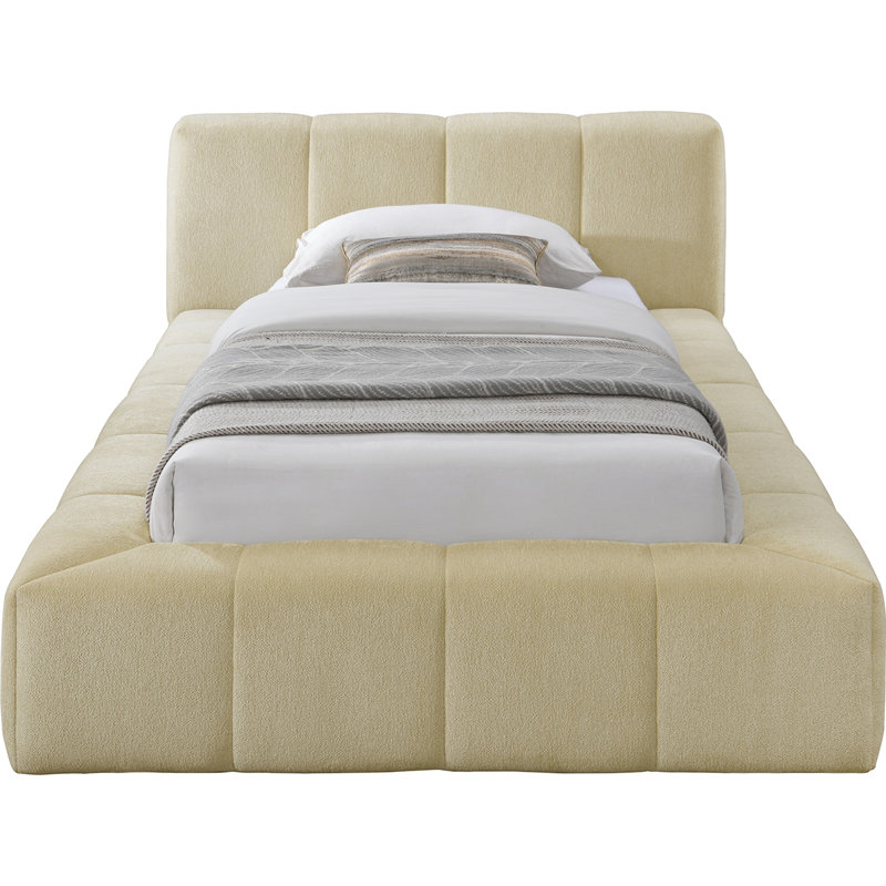 Lit en tissu Carille Chenille, Beige Chenille Fabric, Twin