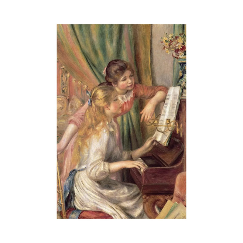 Young Girls at the Piano, 1892 by Pierre-Auguste Renoir - 1 Piece Wrapped Canvas Painting, 20.32 cm H x 30.48 cm W