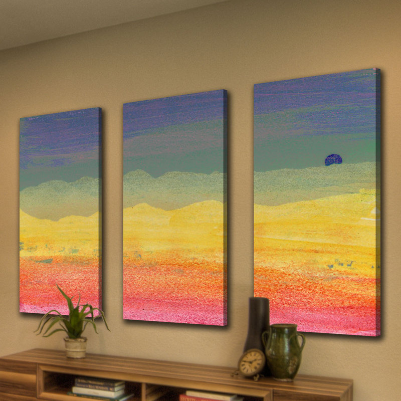 « désert sun triptyque », reproduction d’art sur toile tendue, 40 po x 60 po