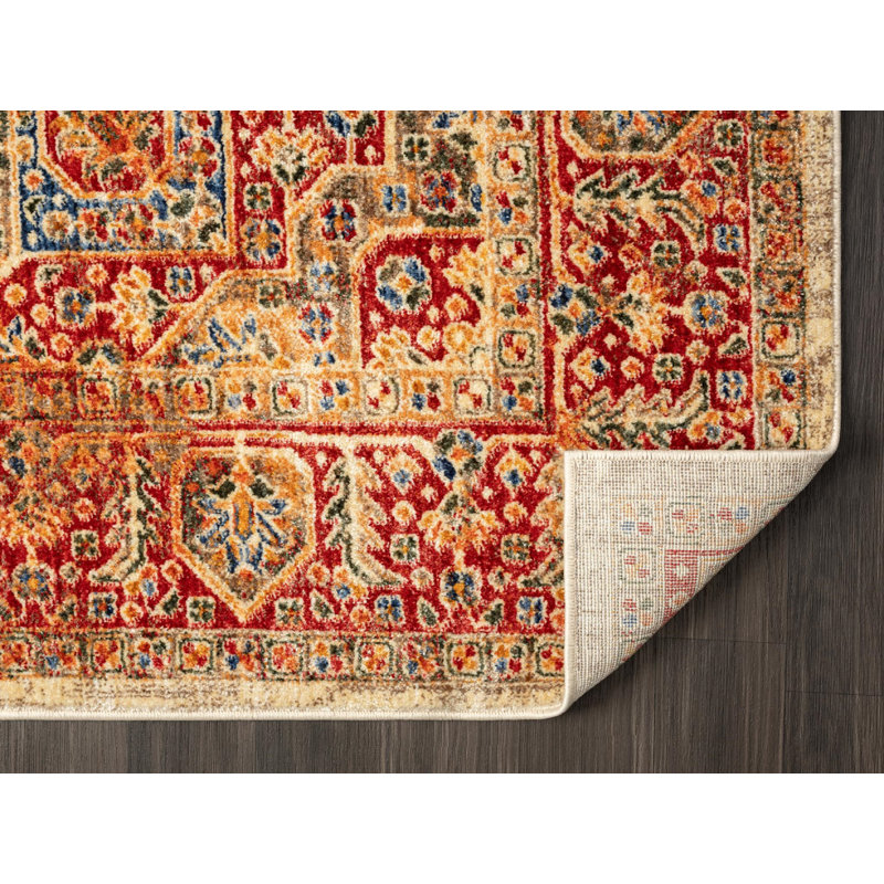 Tapis beige Heriz Collection Southwestern Medallion, Rectangle 7 pi 7 po x 11 pi 2 po