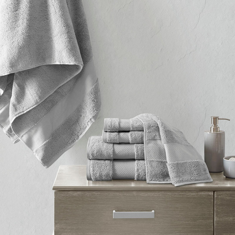 Ensemble de serviettes de bain en coton 6 pièces, Gris
