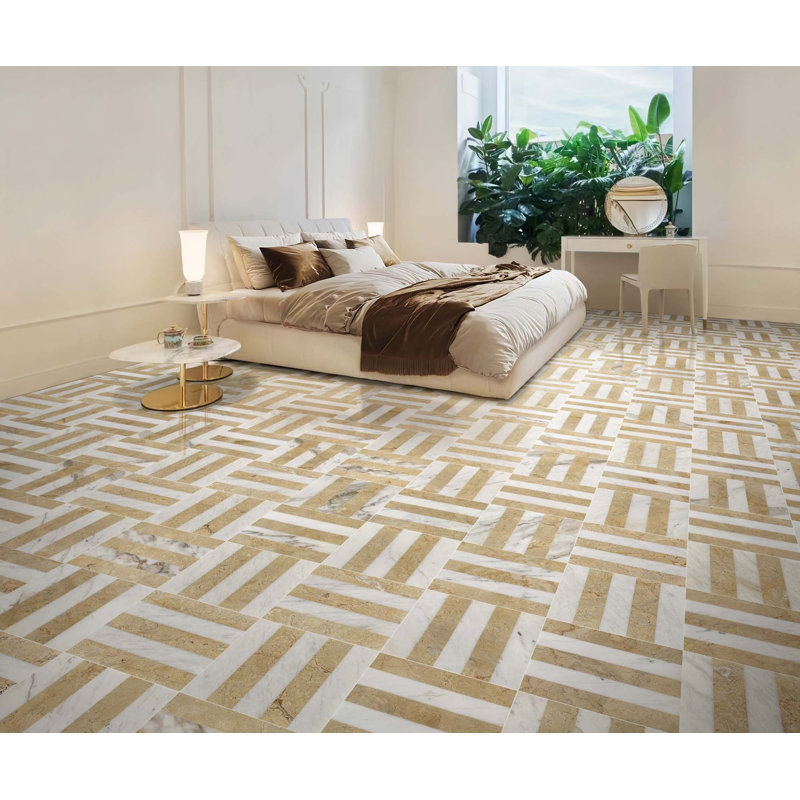 12 tuiles de marbre en pierre naturelle polie jet d'eau 12 "x 12" pour plancher et mur, 1 boîte chaque motif 4 PCS
